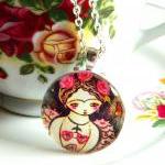 Frida Mermaid art pendant