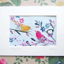 small mounted print Vintage Birds